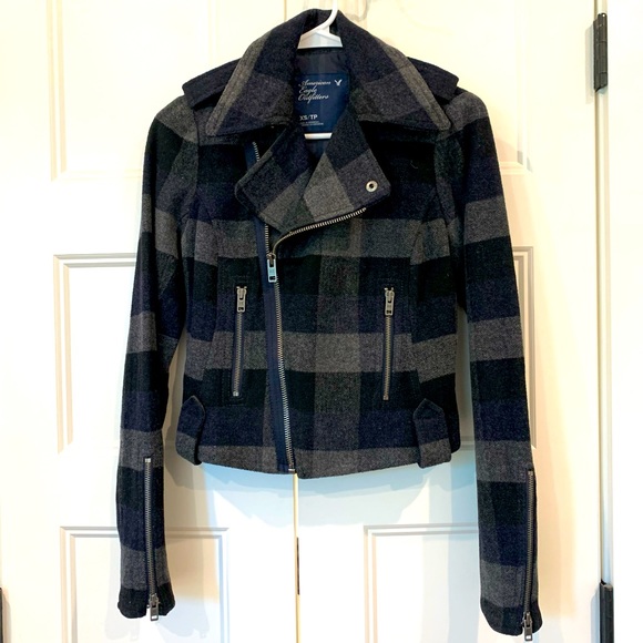American Eagle Wool Moto Jacket X-Small - Picture 1 of 6